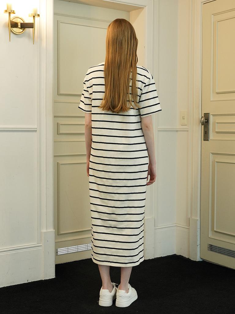 Muse By Rose Bianca Striped Maxi Dress (White)