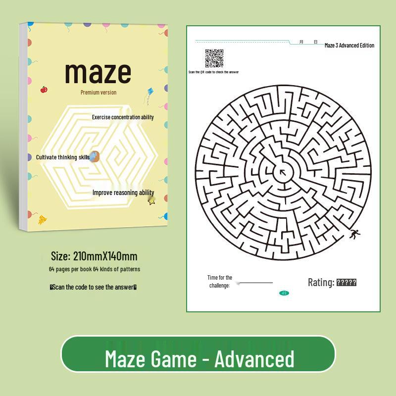 Free Shipping: Children's Maze Training Book - Fun Educational Game for Developing Thinking and Attention Skills In Elementary Students