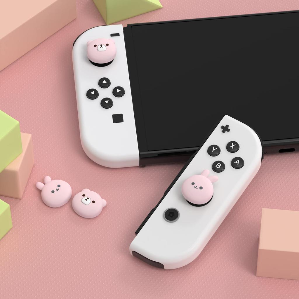 PlayVital Switch Joystick Switch Lite Daumenstick Silikon Analogstick Kappen Abdeckungen für OLED Daumengriff Rocker Kappen für Switch und Switch Pummelbär