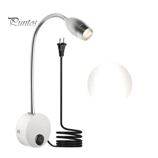

Настенный прикроватный светильник, лампа для чтения с вращающимся на 360 градусов шлангом, супер яркий светодиодный ночник без мерцания US Plug White Light. серебряный