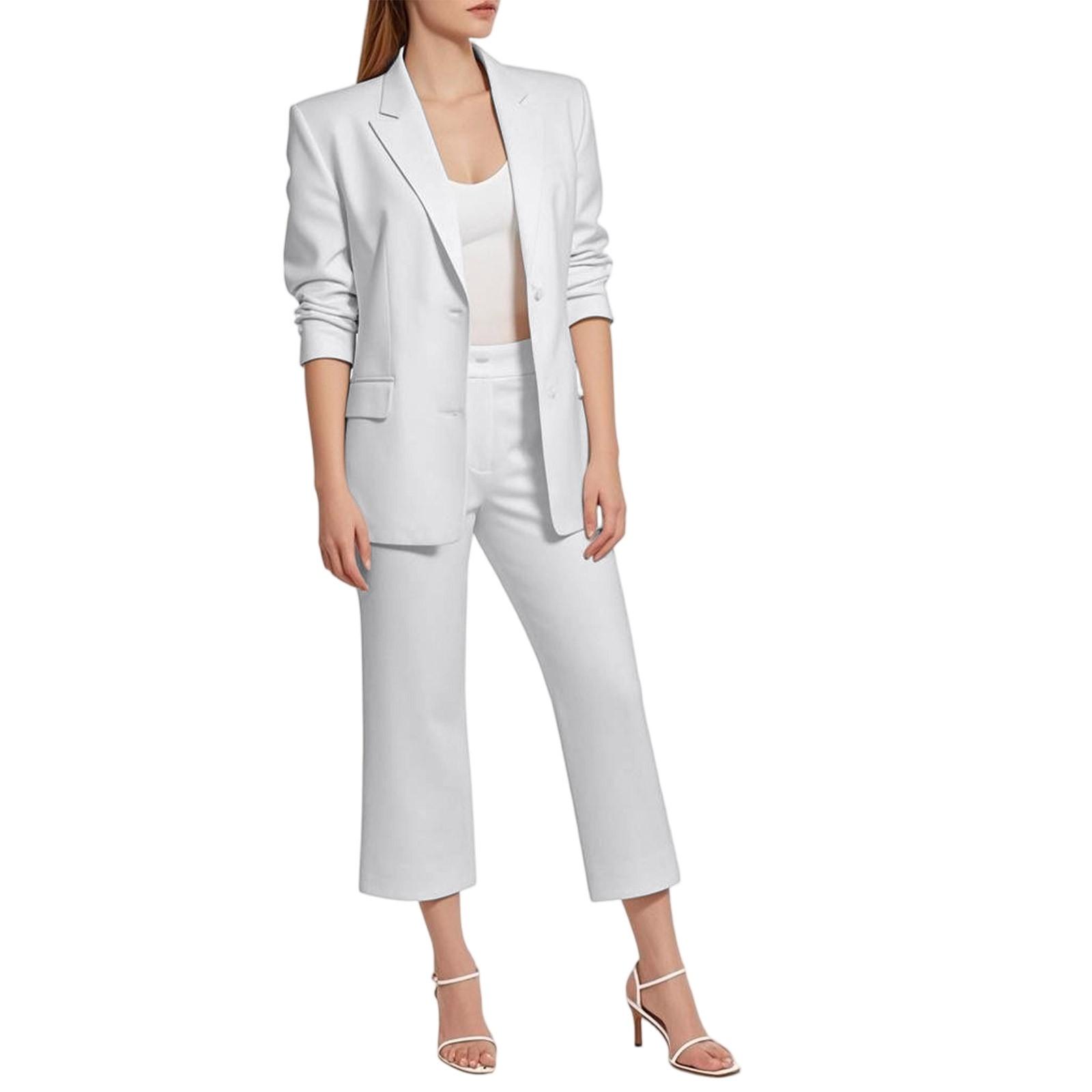 

Модный женский повседневный тонкий костюм пиджак и брюки костюм-двойка XL белый
