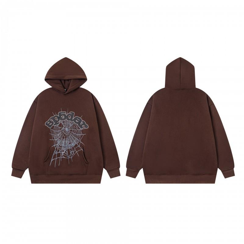 Mens Oversized Hooded Sweatshirt With Spiderweb Foam Print Cotton Fleece-Lined