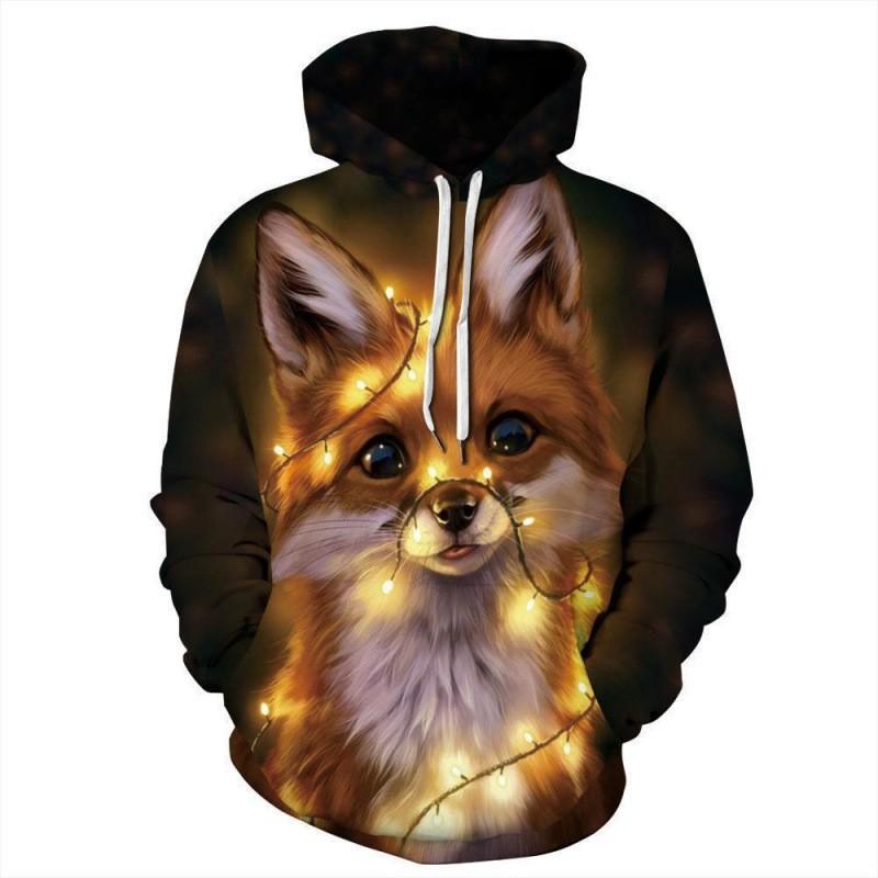 Christmas Halloween Cat Selfie 3D Print Hoodie Couples Casual Loose Fit