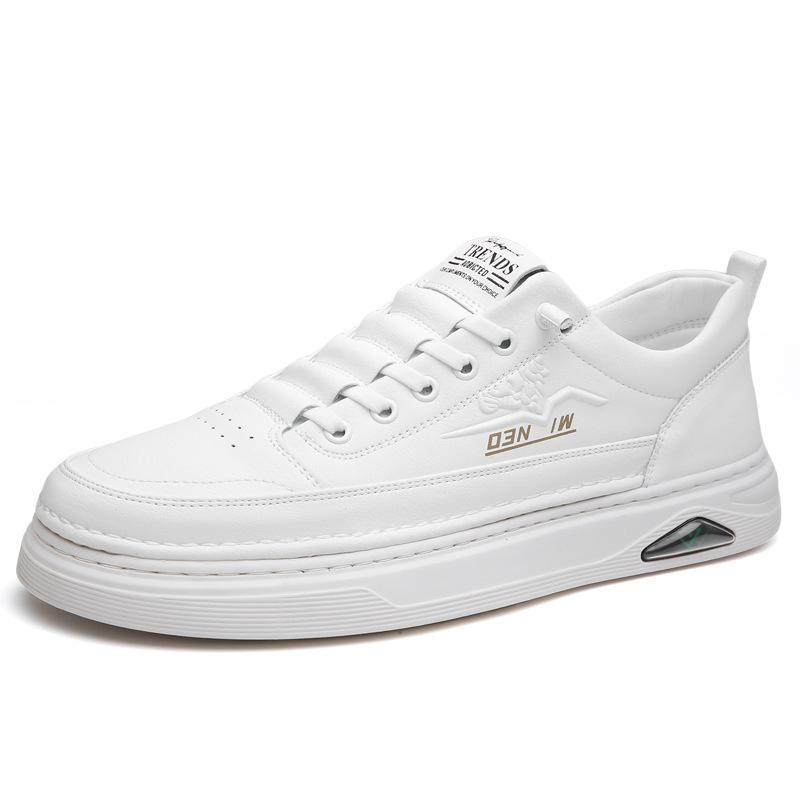 Spring and summer men s white shoes are comfortable and light luxury green leather trendy casual shoes 38