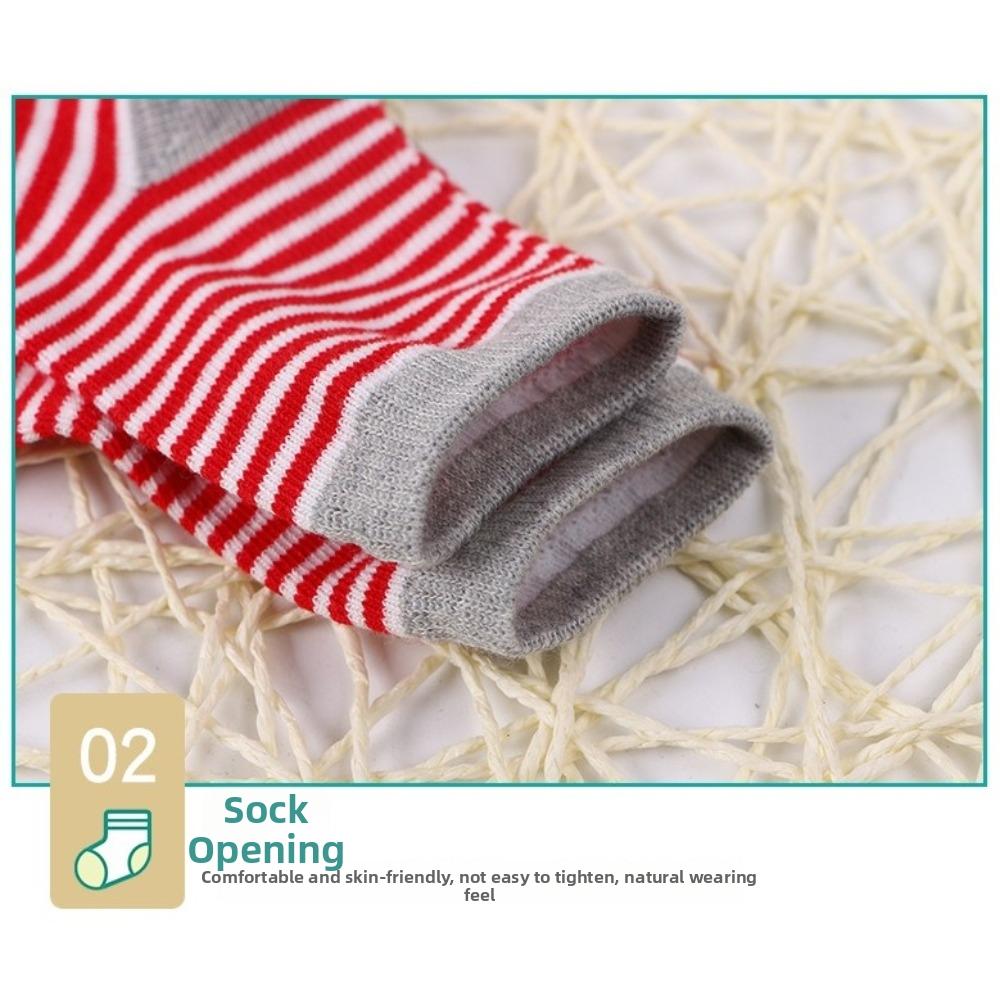 5 Pairs Autumn Winter Toddler Socks Strips Spots Mid-calf Socks Floor Stockings for 0-5 Years