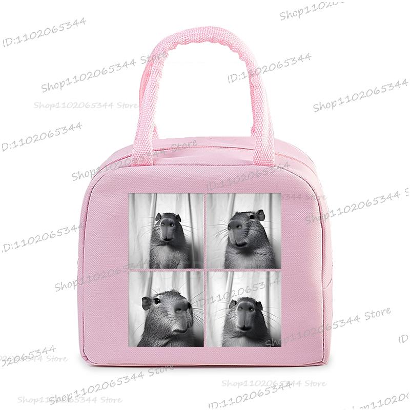 Cute Capybara Print Women Men Lunch Bag Fashion Animal Capybara Portable Insulated Bags School Kids Multifunctional Food Handbag