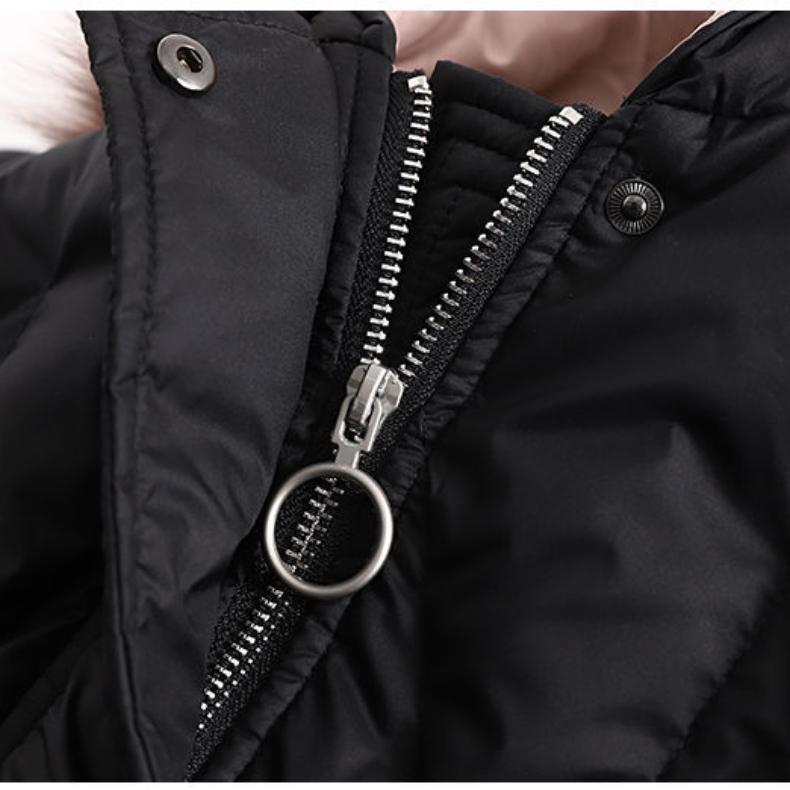 Hochwertiger Mädchen-Daunenmantel, weiße Entendaunen-Baumwoll-gefütterte Jacke, mittellanger Kindermantel im koreanischen Stil