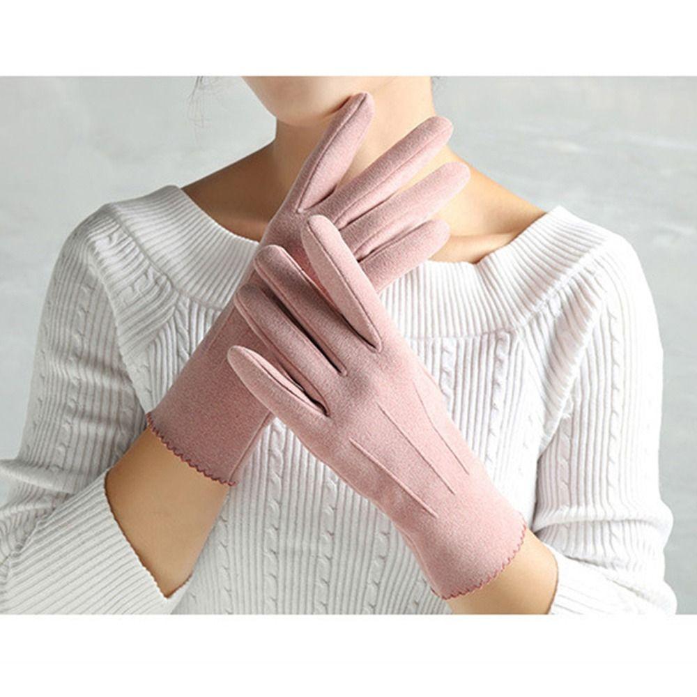 Thickened Warm Furry Gloves Thin Velvet Mittens Cashmere Gloves for Outdoor Cycling Driving