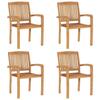 VidaXL Chaises de jardin empilables avec coussins, 4 pcs Teck solide.