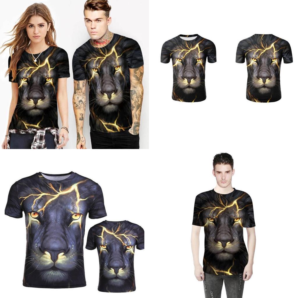 Trendy 3d Printed Lion And Tiger Men's T-shirt Comfortable Loose Fit Summer Wear