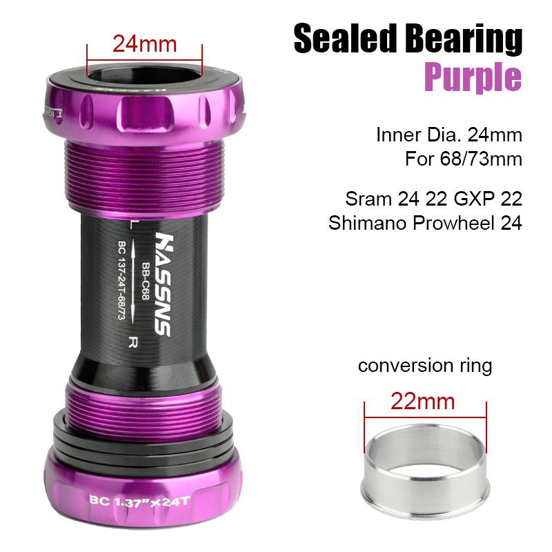 HASSNS Bike Bottom Bracket Ceramics Mtb BB68 Hollowtech Carriage Central Movement for Mountain Bike Crank Crankset Cycling Botto