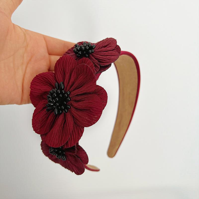 European and American Style Women's Wide-brimmed Pearl and Flower Headband Hair Accessory, Fashionable Headband Hair Accessory