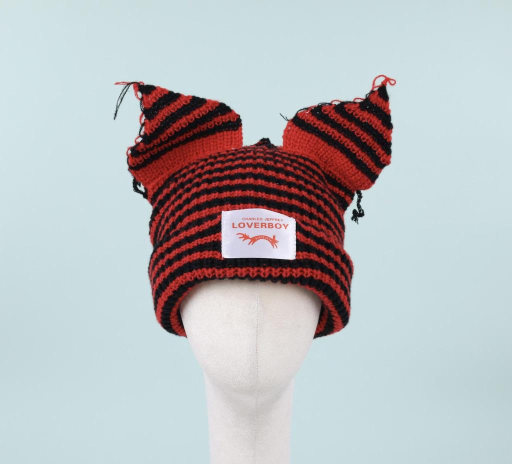 Striped Cat Ear Knit Wool Hat: Autumn/Winter Fashion for Couples