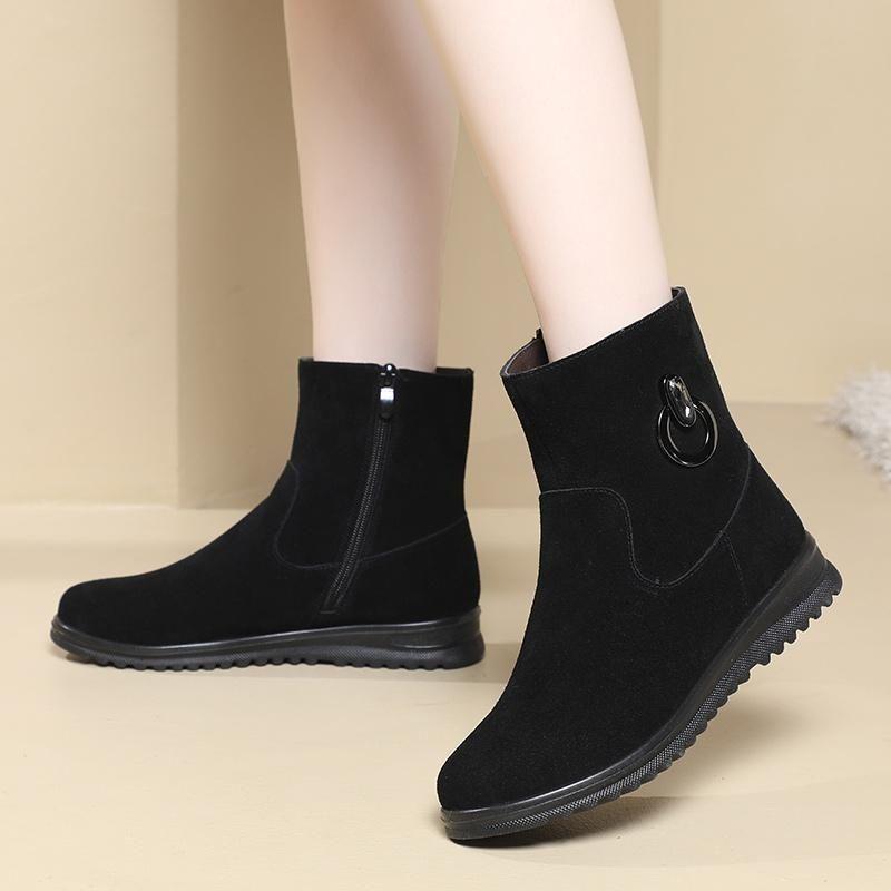 Women's Extra Thick Fleece-Lined Suede Snow Boots - Stylish, Versatile, Warm, Comfortable Winter Footwear