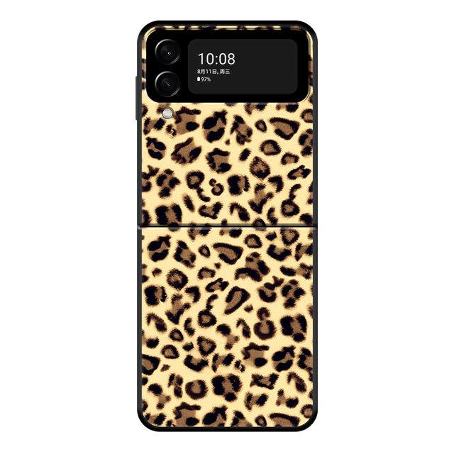 Fashion Leopard Print Panther Black Pc For Samsung Galaxy Zflip3 Z Flip3 5g Zflip Flip Smartphone Case