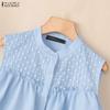 ZANZEA Women Casual Round Neck Loose Summer Sleeveless Blouse