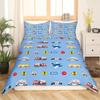 Policeman Car Duvet Cover King Queen Size Cartoon Black Police Car Bedding Set Boys Red Blue Cop Lights 2 3pcs Polyester