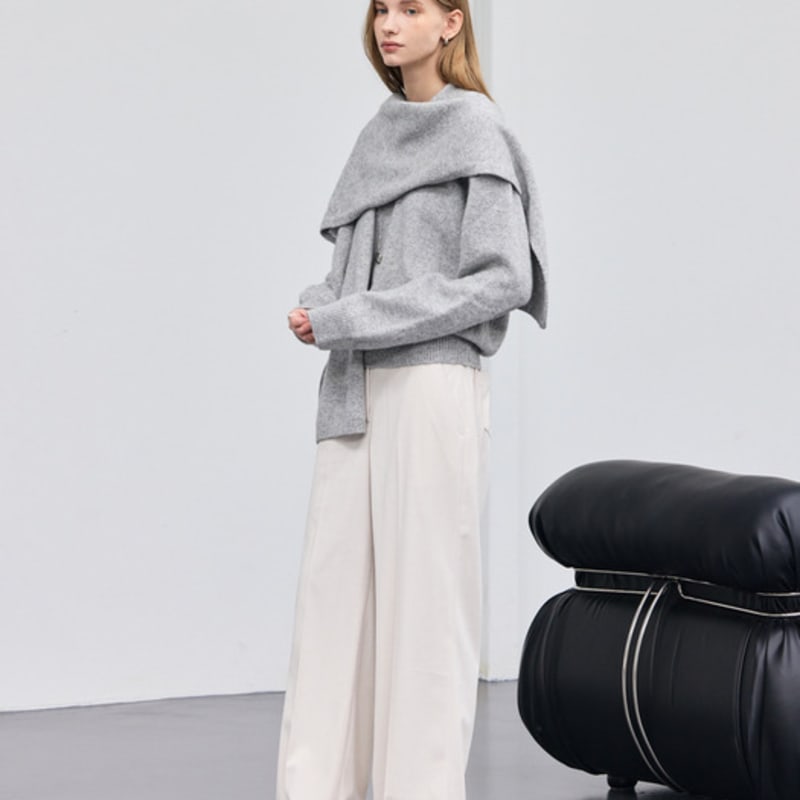 hyyk Alpaca Cape Muffler_Melange Gray