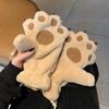 Fleece-Lined Bear Paw Cat Claw Plush Neck-Hanging Gloves