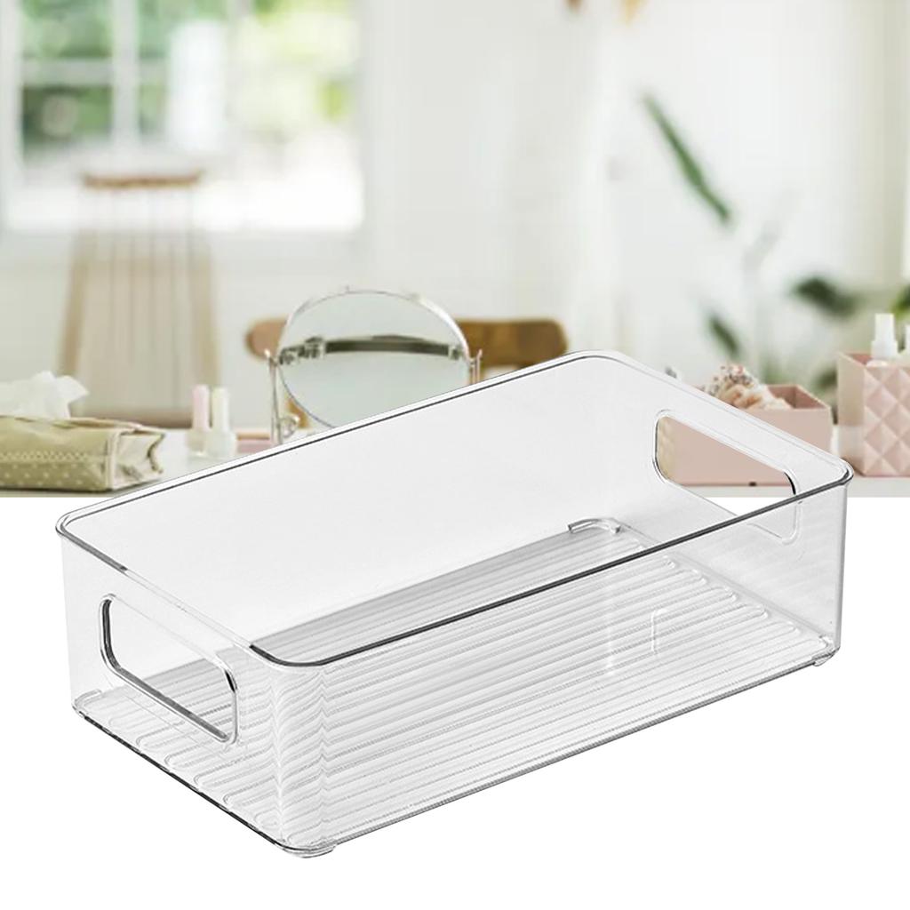 Makeup   PET Plastic Clr Bottom Stripes Desktop Storage Box for Skincare Stationary