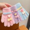 Kinderhandschuhe Herbst und Winter Samt verdickt kältefest Mädchen winddicht warm Schleife Zauberstab Vollfinger Strickhandschuhe