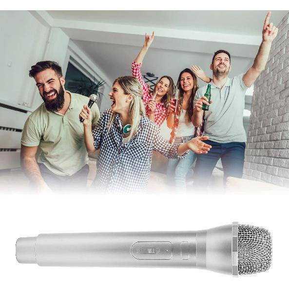 

Prop Microphone for Singing and Photography Props - Fake Mic Replacement (Silver)