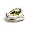 [World Accessories Carmelo] Feather Ring Peridot Ring Eagle Reggae Native American Men's Women's