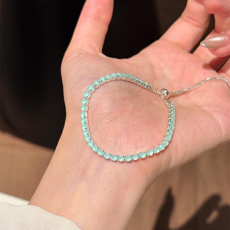 Elegant Mint Green Zirconia Stackable Bracelet for Women – Versatile, Simple, Exquisite Hand Jewelry