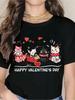 Cats Valentine's Day T Shirt For Women Happy Valentine's Day Cartoon Cat Design