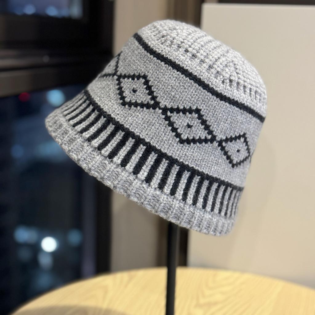 Autumn and Winter Rhombus Pattern Woolen Hat for Female Couple Casual Versatile Warm Ear Protection Cold Hat Knitted Hat