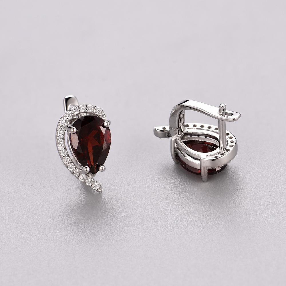 Bolaijewelry Natural Mozambique Garnet Pear 7*10mm Gemstone Earrings 925 Sterling Silver Fashion Woman Fine Jewelry