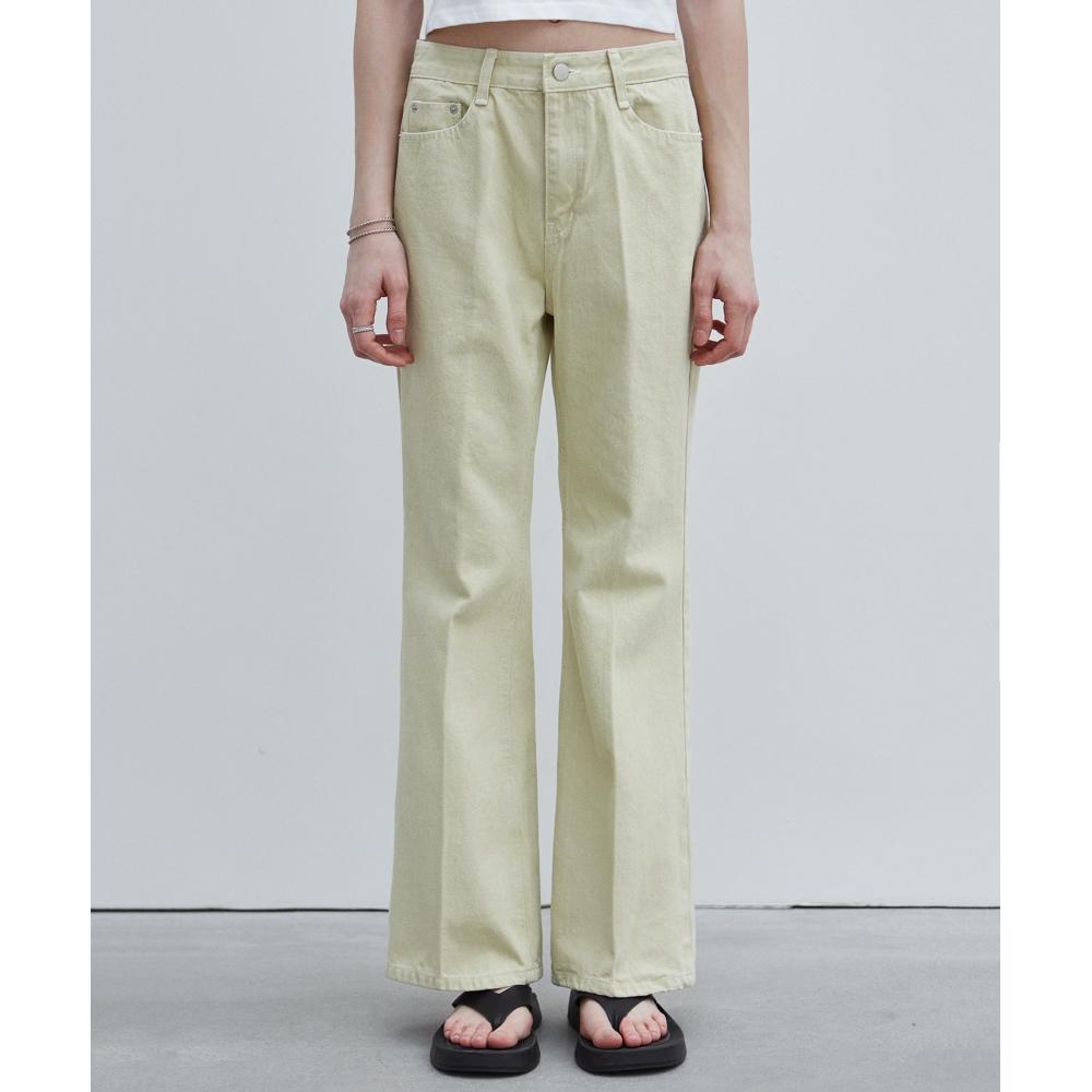 

NICKNICOLE SEMI BOOTS CUT COTTON PANTSVINTAGE YELLOW