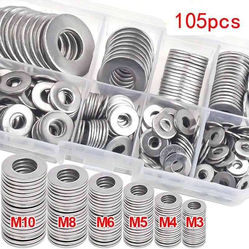 Stainless Steel Flat Washer Assortment Kit (M2, M2.5, M3, M4, M5, M6, M8, M10) - Suitable For Home Decorations& Factory Repairs