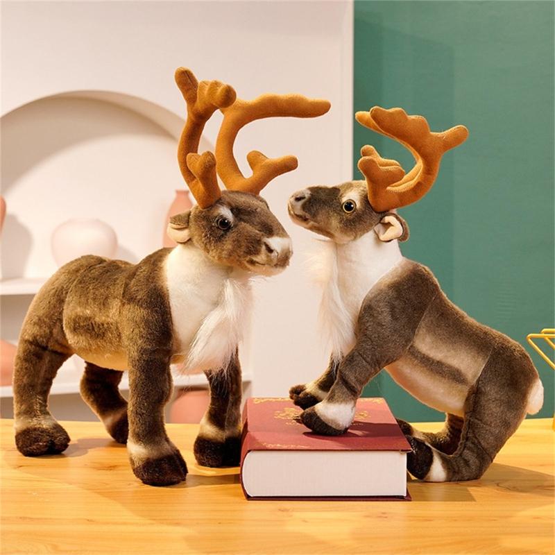 Simulation Deer Doll Plush Toy with Life Like Design Companion Stuffed Animals Toy for Children Christmas Gift Supply