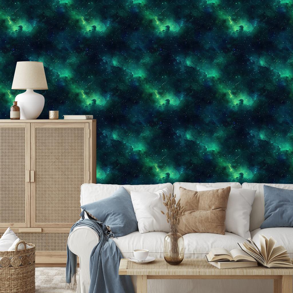 Watercolor Galaxy Turquoise Wallpaper, Turquoise Background 50x1000