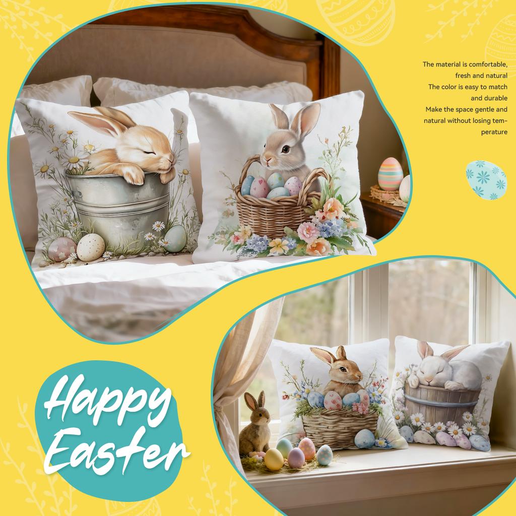 Easter Bunny Decoration Cushions Pillowcase Polyester Cushion Cover Throw Pillow Pillowcover Home Car Sofa Decor