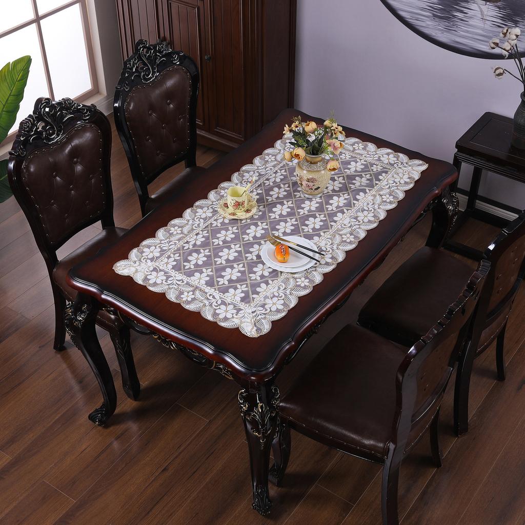 Ny brodert duk med høy nål, stoff med blonderrutet spisebord, husholdningsstøvtrekk, teduk