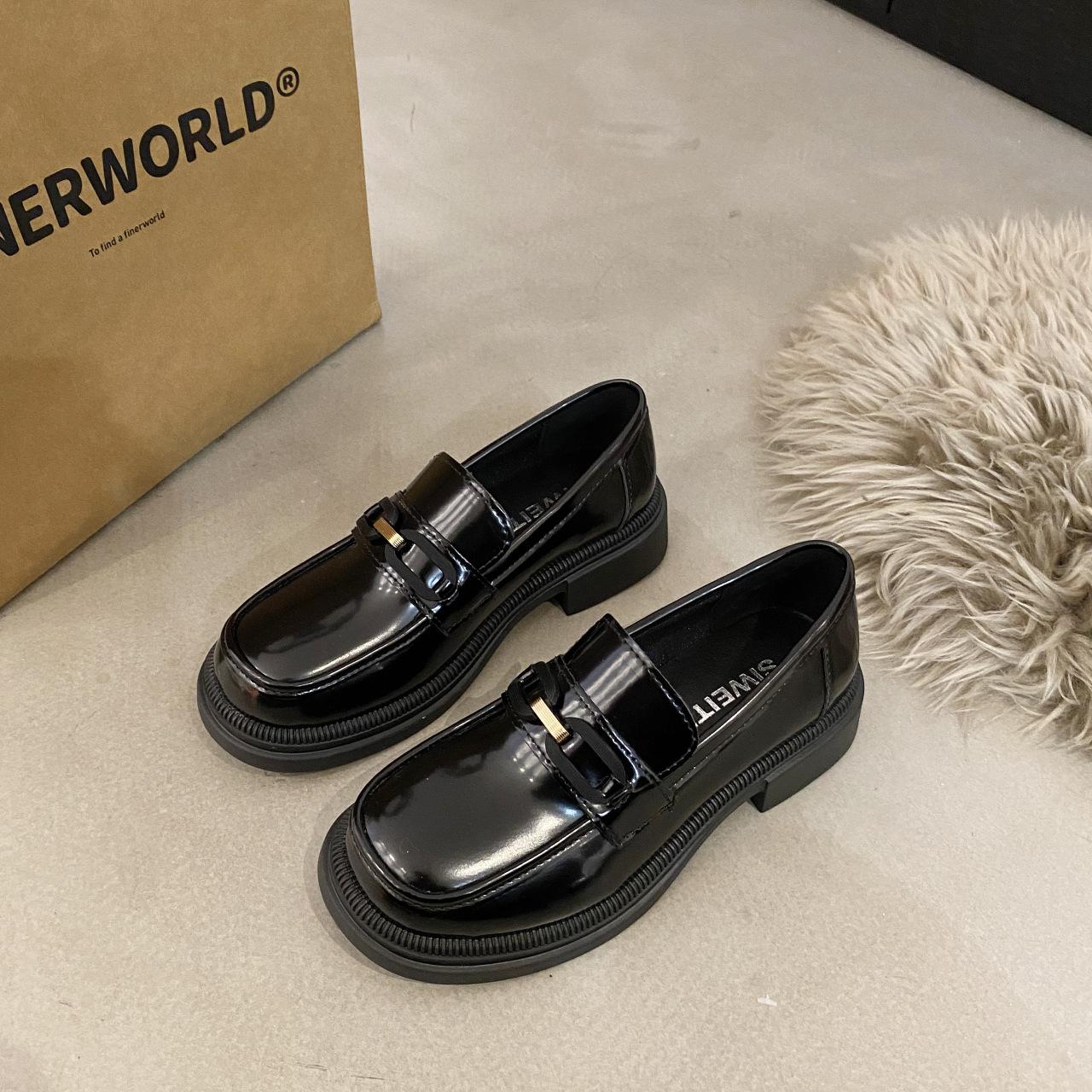 

Осенние туфли-лоферы Mary Jane в британском стиле на толстой подошве для женщин 42 чёрный