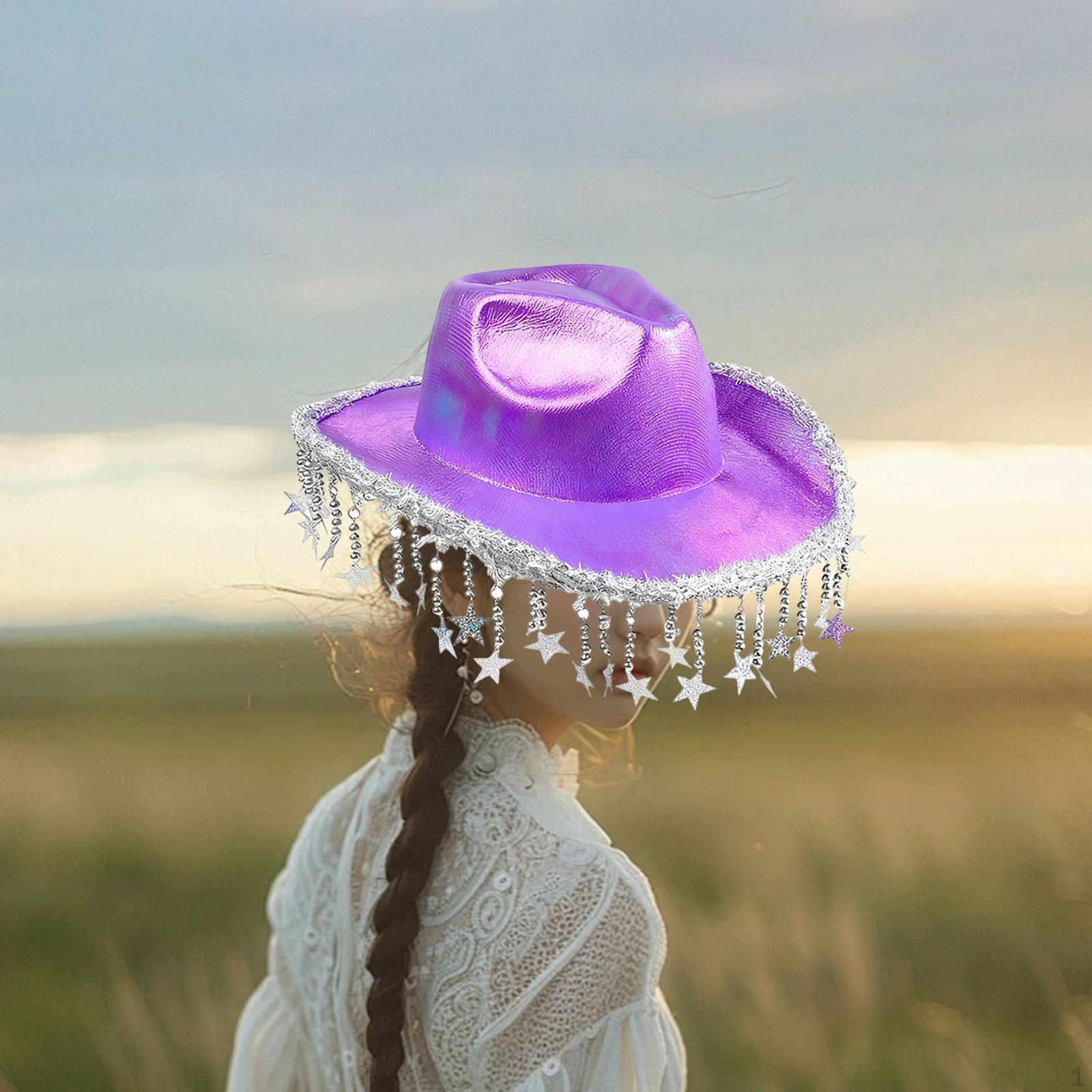 Ковбойская шляпа Ковбойка для музыкального фестиваля Сценическое выступление Улица Хэллоуин фиолетовый