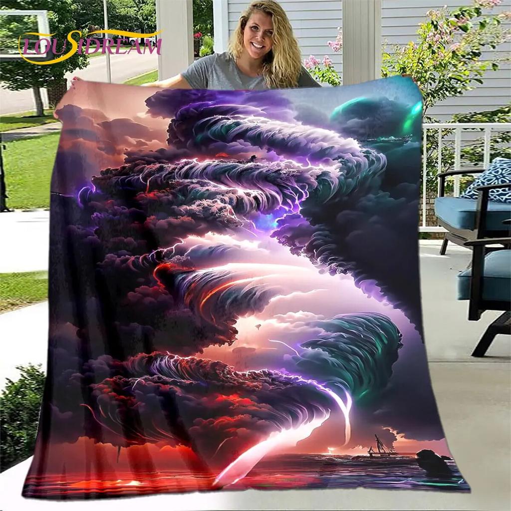 3D Natural ,Tornado, Cloud Blanket,Flannel Blanket Throw Blanket,Warm Blanket for Home Living Room Bedroom Beds Sofa Picnic Kid