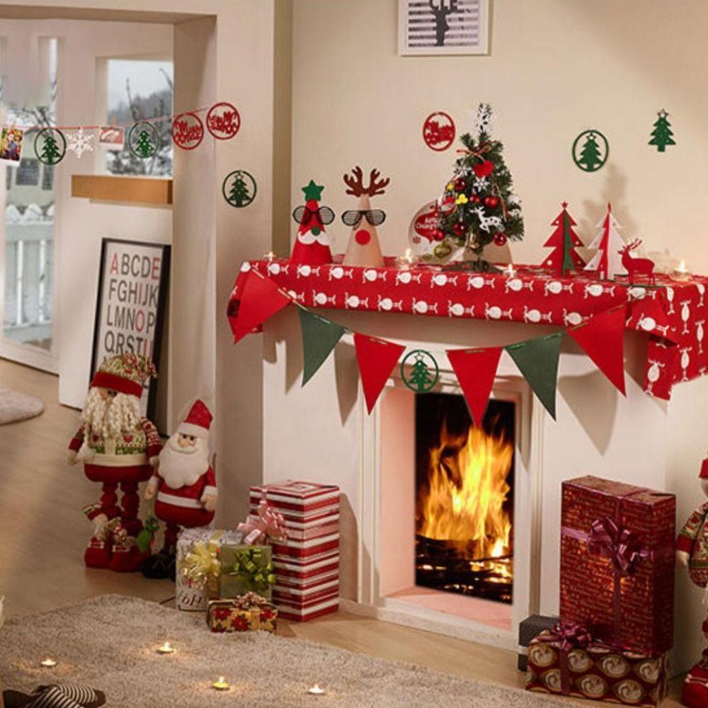 Felt Christmas Banner Elk Design Red Green Felt Christmas Banner Hanging Ornament Santa Design Party Banner Christmas Party