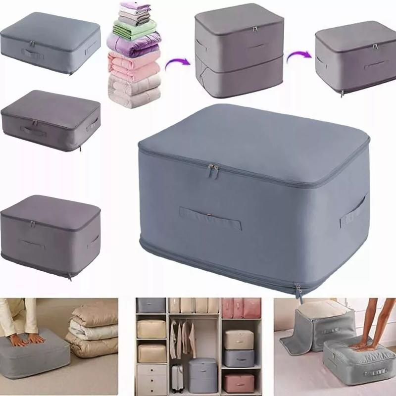 Ultra Space Saving Self Compression Organizer Bedroom Clothes Storage Bag Zipped