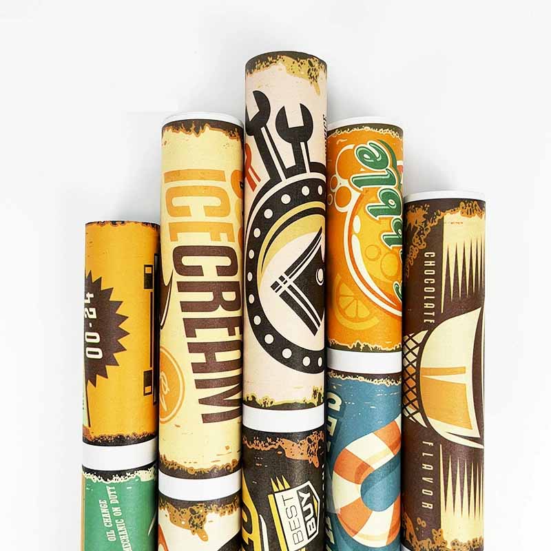 Retro Cartoon Self-Adhesive Waterproof Wallpaper Bedroom Living Room Wall Decor Desk & Furniture DIY Removable Stickers