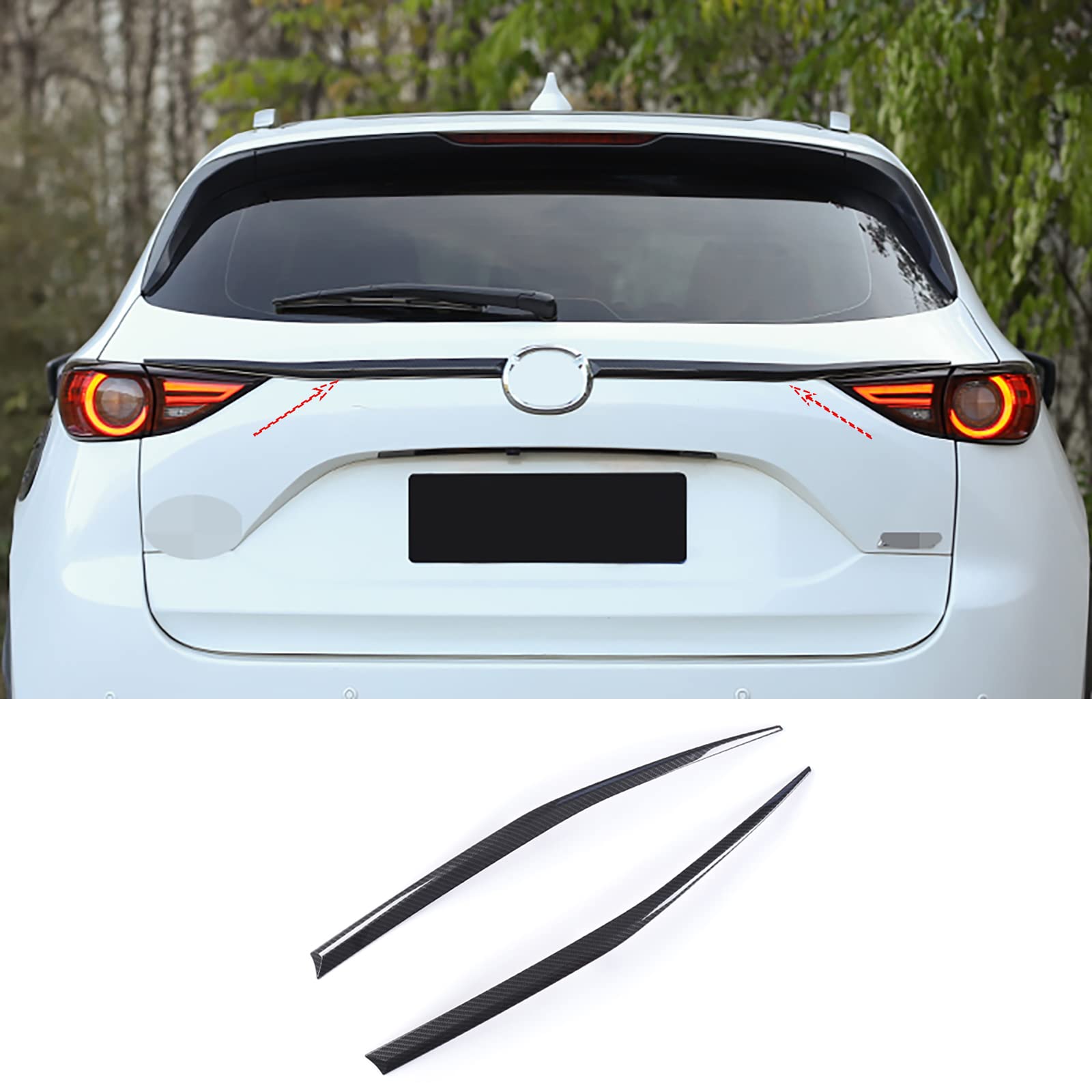 

KELEIMAI Rear Emblem Garnish Trunk Trim for Mazda CX-5 (KF Series) - 2-Piece ABS Carbon Fiber-Look Trunk Trim Garnishes, Custom Exterior Accessories.