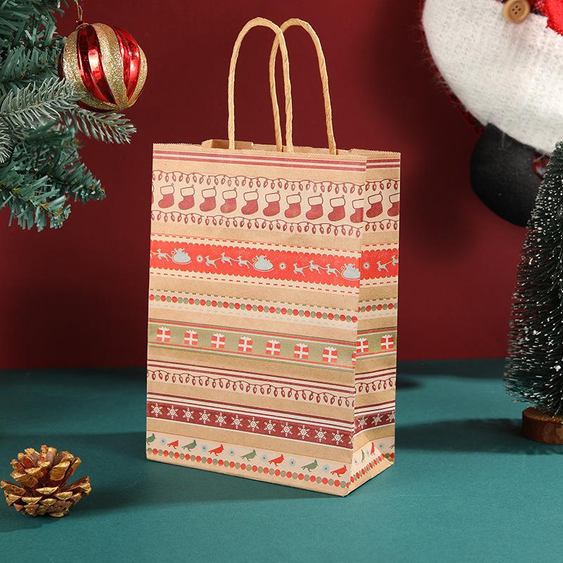 1pcs Kraft Paper Gift Bags Merry Christmas Candy Cookie Packaging Bag Boxes Natal Kids Favors 2026 New Year Party Decoration