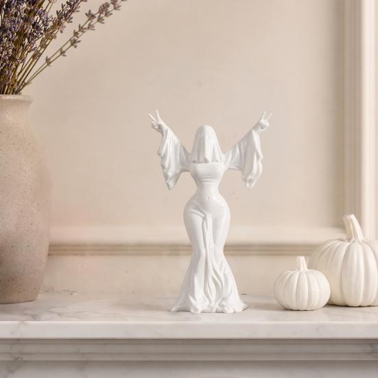 3D Printed Ghost Woman Sculpture Spirit Statue for Modern Home Decor Minimalist Spooky