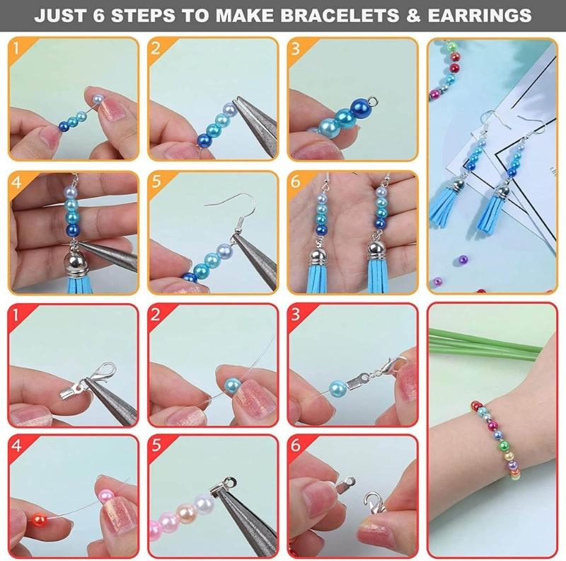 1960pcs Vibrant Colored Beads Kits Imitation Pearls Beads Colorful Beads Small Round Beads Assortment for Jewelry Maker