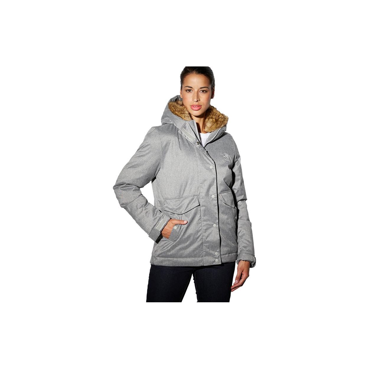 

Reebok Solid Color Casual Zip-Up Hooded Long Sleeve Jacket Women jackets Gray AY0465 L