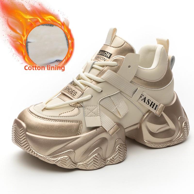 Kožené Dámské Boty Jaro Léto Muffin Silná podrážka Uvnitř Zvedací Sportovní Neformální Boty Staré