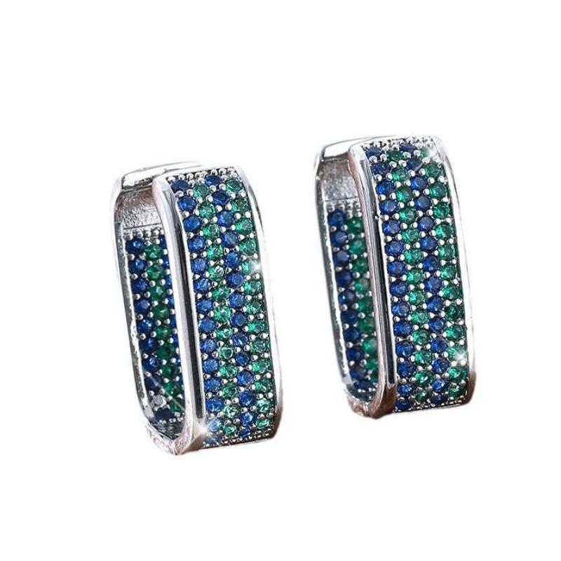 Viya Square Light Luxury Earrings, Copper Micro-Inlaid Zircon Ear Buckles, Simple And Versatile Premium Earrings.